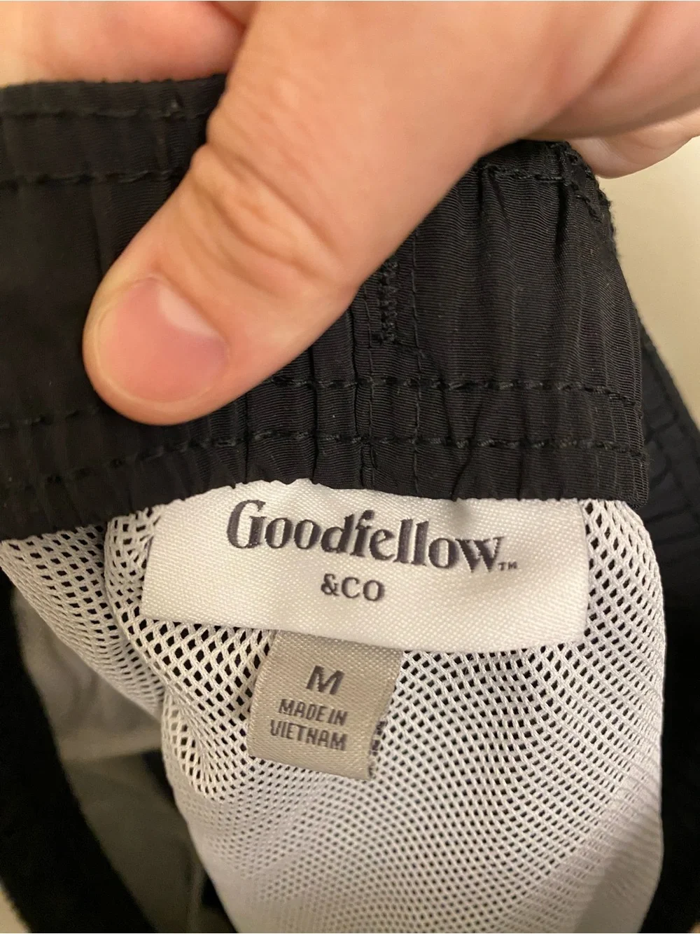 Goodfellow & Co Black 5” Swim Trunks with Black-and-White Drawstring